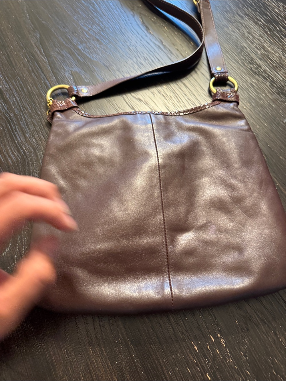 Coach Brown Leather Crossbody with Gold Turnlock - Picture 6 of 8